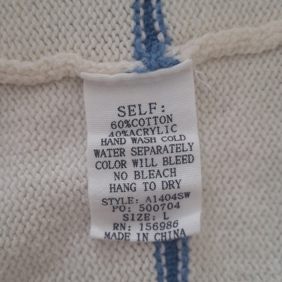 In February Preppy Striped Crewneck Sweater Oversized Soft Knit White Sz L - Picture 8 of 8